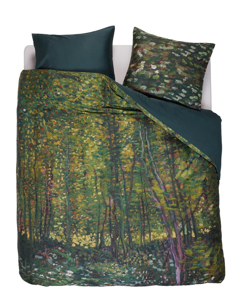 Bettwäsche Mako-Satin Van Gogh Trees Grün 220 TC mit Reissverschluss