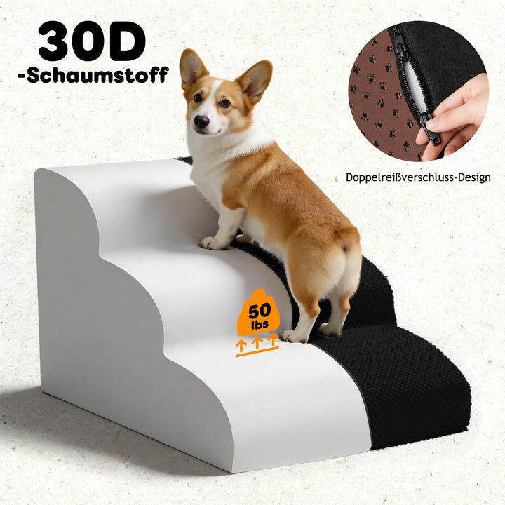Haustiertreppe 3 Stufen Schaumstoff 60x40x40cm für Hund und Katze - Bild 4