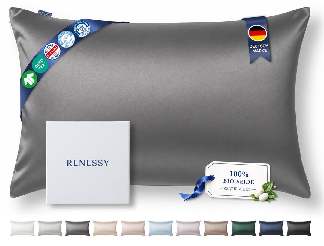 Seidenkissenbezug 40x80cm 100% Maulbeerseide 22 Momme Dunkelgrau