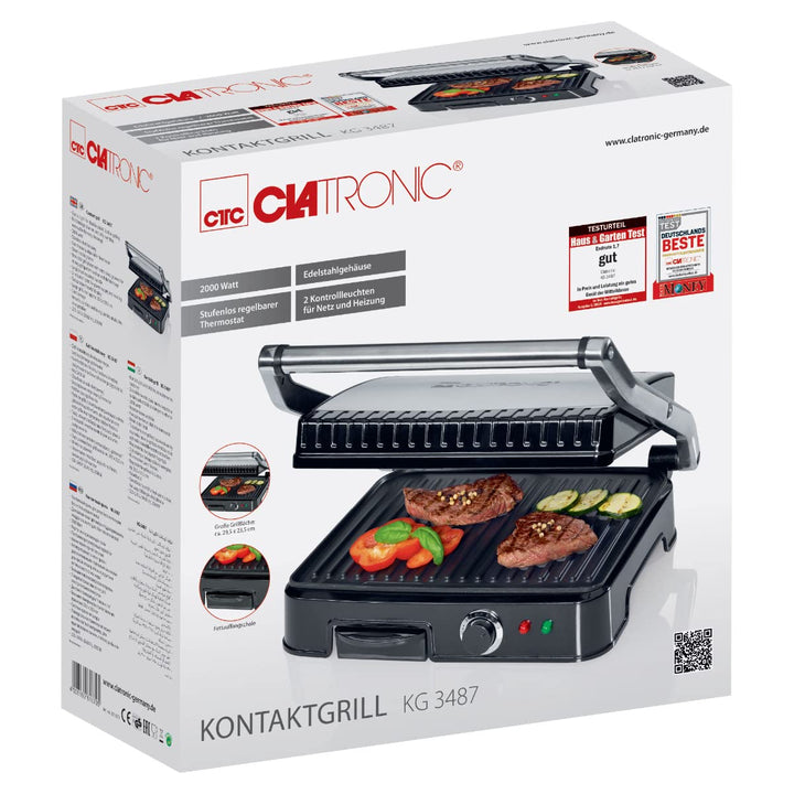 Kontaktgrill 2000W beidseitig antihaftbeschichtet 29,5x23,5cm - Bild 8