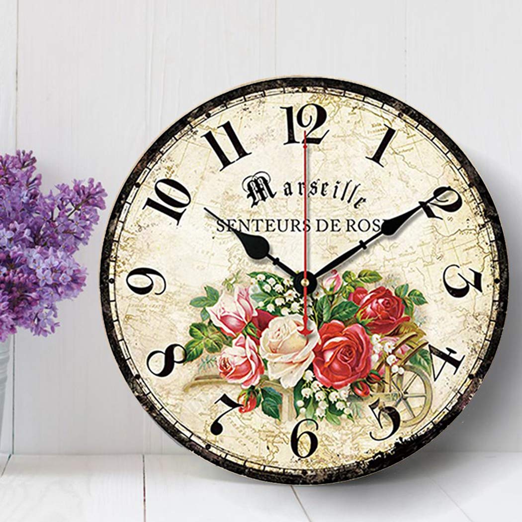 Wanduhr lautlos 25 cm rund Holzoptik für Wohn- und Schlafzimmer - Bild 2