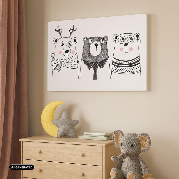 Leinwandbild Schwarz-Weiss Kinderzimmer Tiere 70x50 cm - Bild 3