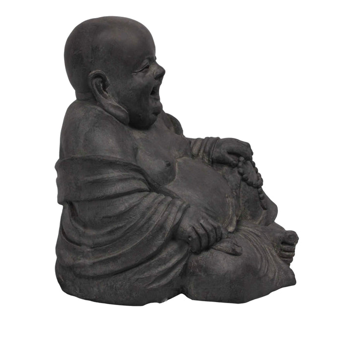 Buddha Figur sitzend lachend Steinguss-Optik 24 cm schwarz - Bild 6