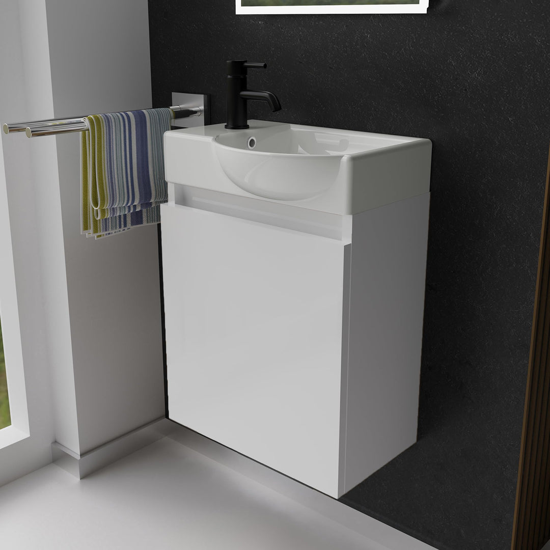 Waschbecken mit Unterschrank hängend 45 cm Gäste-WC Weiß