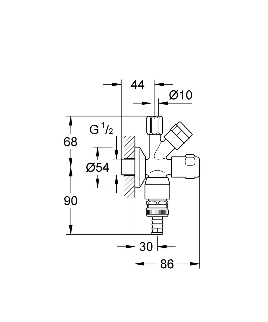Kombi-Eckventil 1/2" Chrom Absperrventil für Bad und Küche - Bild 2