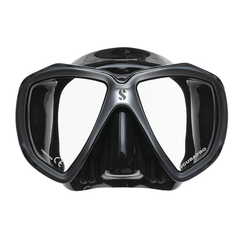 Tauchmaske Dual-Linse gehärtetes Glas Silikon Erwachsene Schwarz