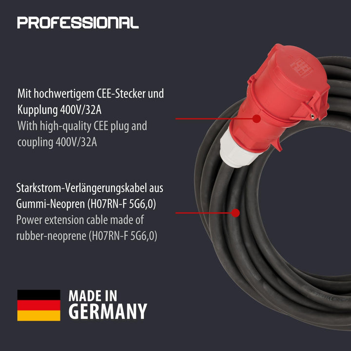 CEE Verlängerungskabel IP44 Gummi-Neopren 5-polig 10m Baustelle - Bild 2