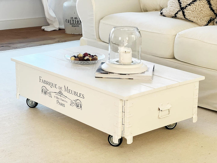 Couchtisch Truhe Massivholz Kiefer weiss mit Stauraum 100x58x31 cm - Bild 4
