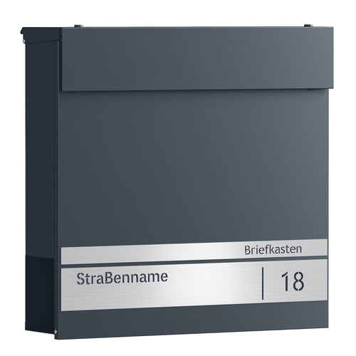 Briefkasten-Set 2-teilig Stahl mit Zeitungsfach und Sichtfenster