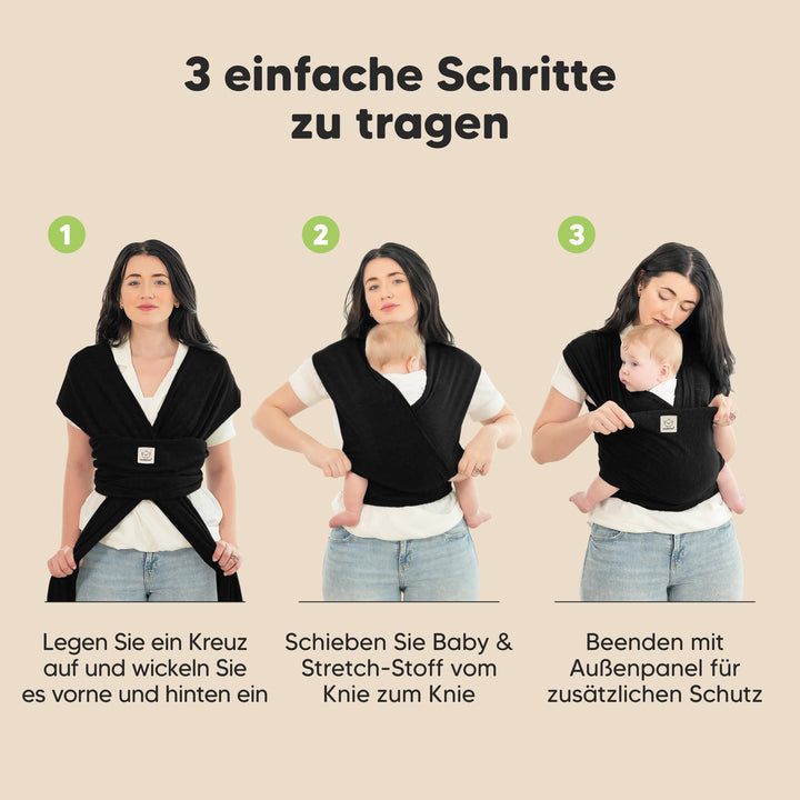 Babytuch Tragetuch ab Geburt elastisch atmungsaktiv für Neugeborene - Bild 7