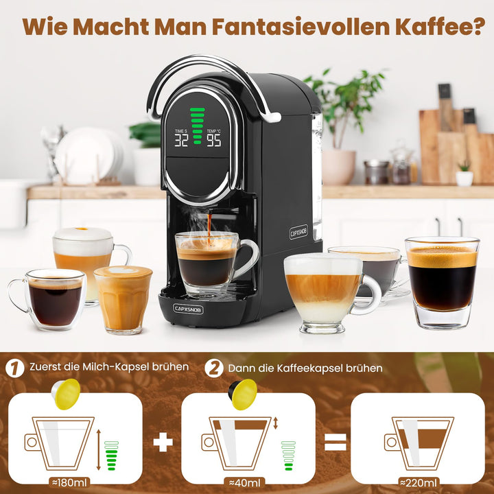 Kapselmaschine 5-in-1 für Nespresso Dolce Gusto ESE-Pad 20 Bar 1450W - Bild 8