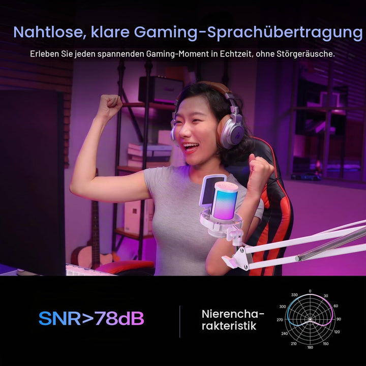 Gaming Mikrofon USB mit RGB, Nierencharakteristik, Galgenarm &amp; Pop-Filter - Bild 4