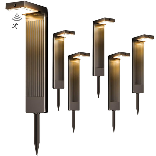 Solar Wegeleuchten 6er-Set 400LM Bewegungsmelder 2 Lichtfarben IP65