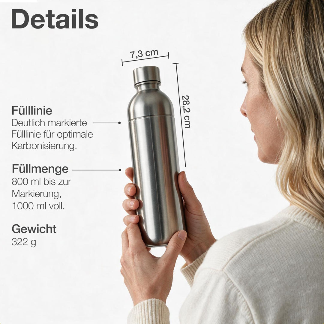Edelstahlflasche 1L für SodaStream Duo, Terra, Aarke Carbonator 3 - Bild 5
