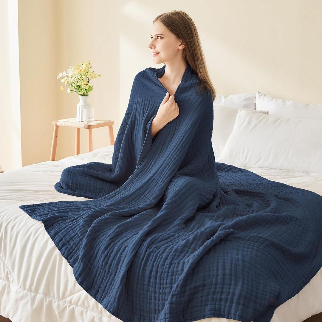 Musselin-Decke Baumwolle 4-lagig 230x230 cm Tagesdecke Erwachsene - Bild 7