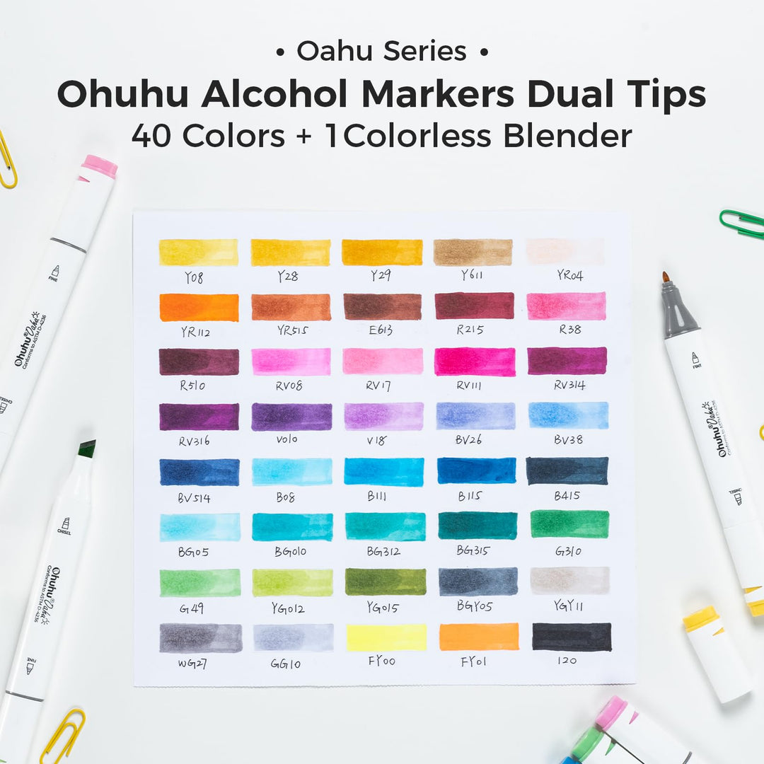 Alkohol-Marker 40 Farben doppelte Spitze nachfüllbar mit Tasche - Bild 5