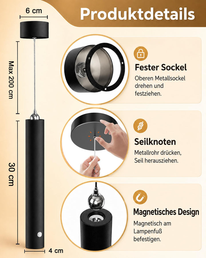 Akku Pendelleuchte Schwarz Touch dimmbar 3 Lichtfarben 500 lm - Bild 8