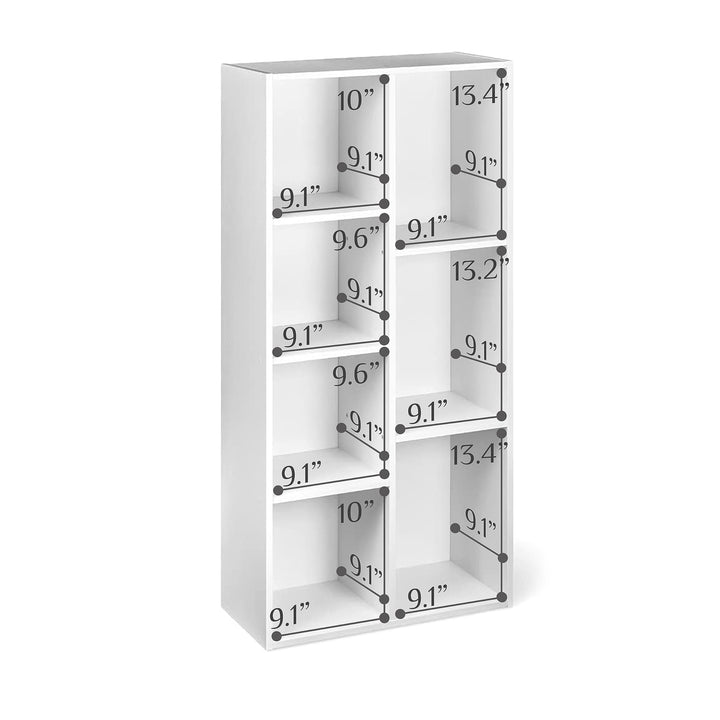 Bücherregal 7 Fächer Spanplatte MDF Weiss 50x24x106 cm - Bild 5
