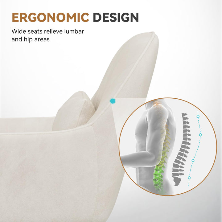 Bürostuhl Samt Velours mit Kopfstütze ergonomisch bis 120 kg Beige - Bild 3