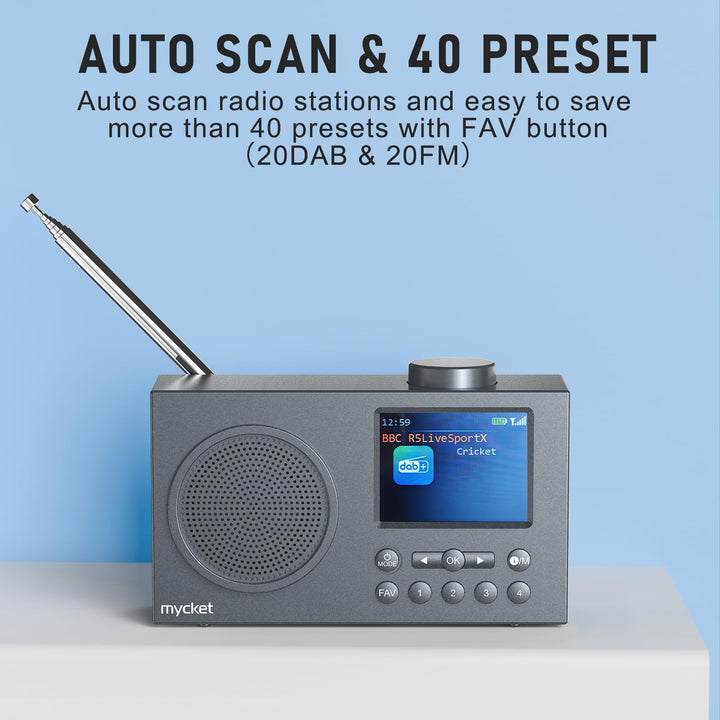 DAB+ Radio tragbar Bluetooth 5.0 UKW 2200mAh Akku Dual Wecker - Bild 5
