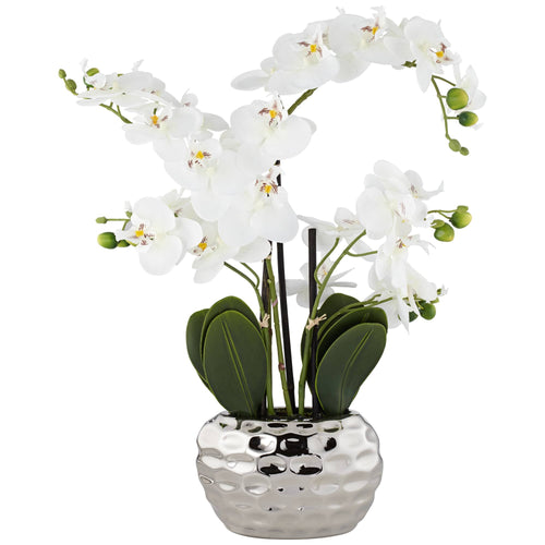 Kunstpflanze Orchidee Phalaenopsis weiss im Keramiktopf 58 cm