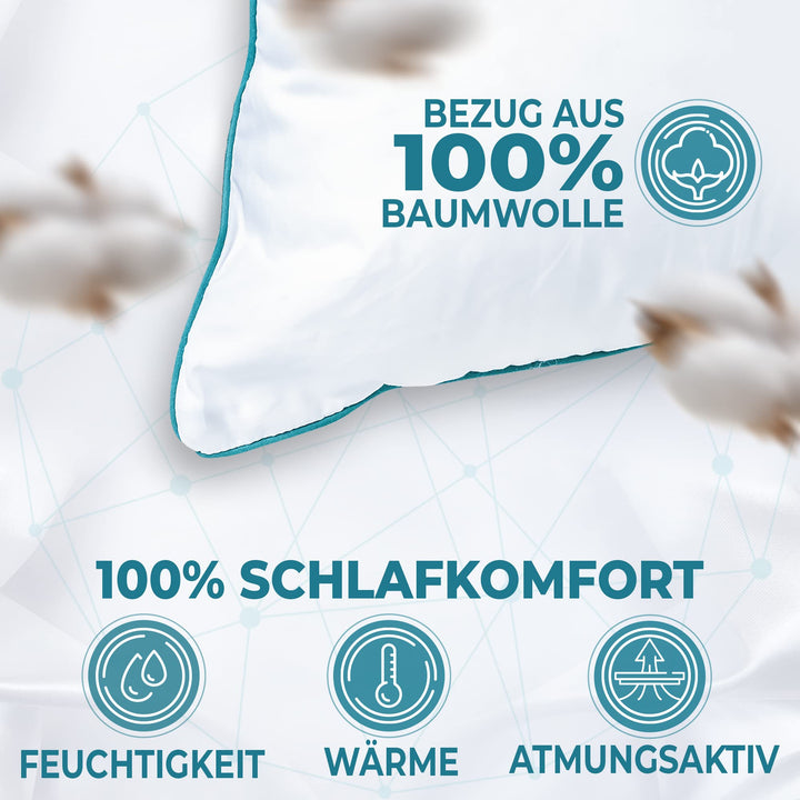 Kopfkissen 80x80 cm Baumwolle mit Hohlfaserfüllung anpassbar - Bild 3