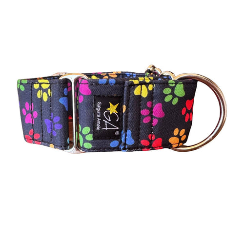 Hundehalsband Martingale Anti-Entweich Footprints Bunt Gr. M 30-39 cm