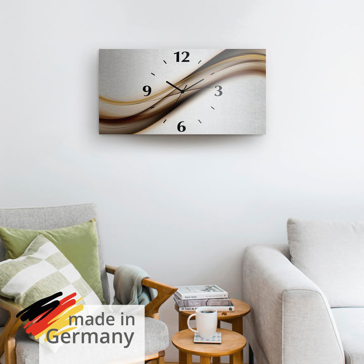 Wanduhr lautlos Aluminium 50x25 cm Abstrakt 3D-Welle Funkuhr - Bild 6