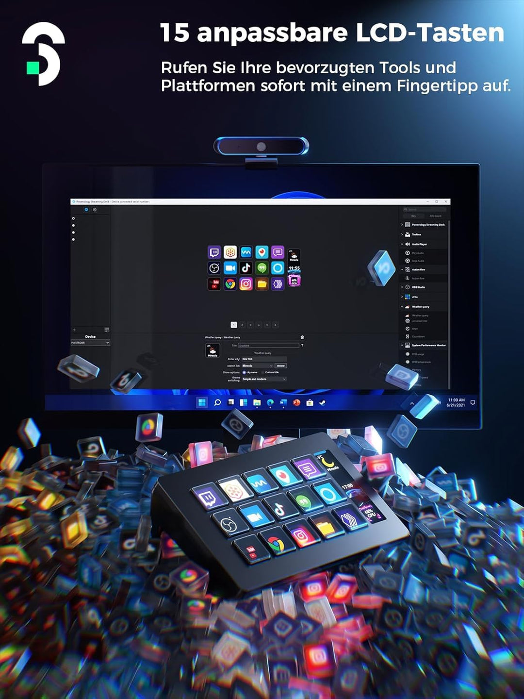 Stream Controller 15 LCD-Makrotasten mit Info-Display für PC &amp; Mac - Bild 3
