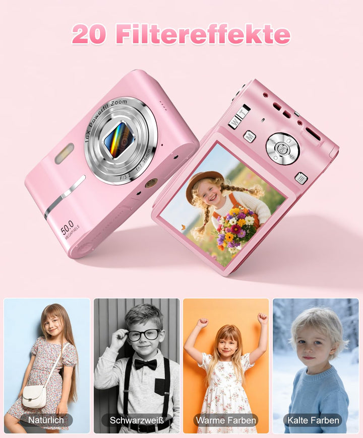 Digitalkamera 50MP 1080P mit 16x Zoom für Kinder und Teenager - Bild 6