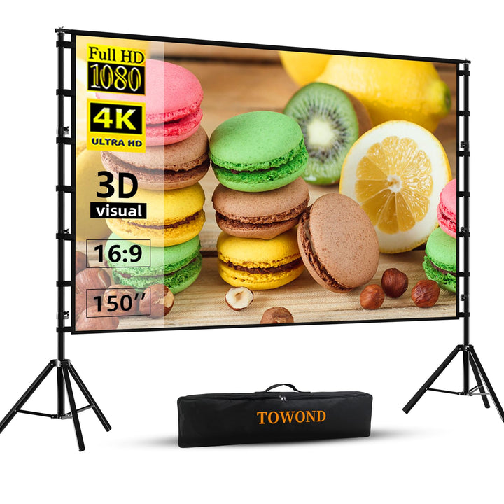 Beamer Leinwand mit Stativ 150 Zoll, 16:9 HD, Outdoor faltbar