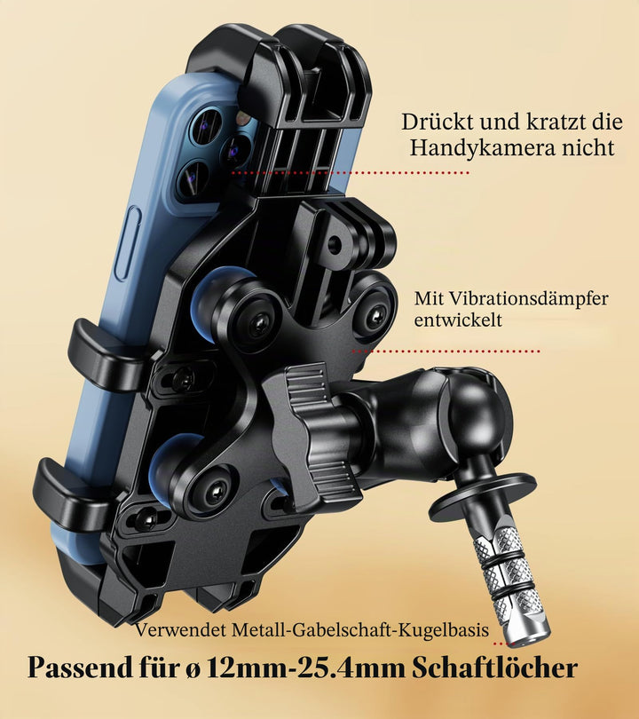 Motorrad Handyhalterung Gabelvorbau mit Vibrationsdämpfer 5,4–6,9 Zoll - Bild 4