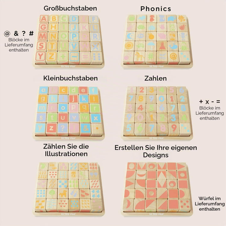 Holzbauklötze ABC Alphabet mit Tablett aus Gummibaumholz ab 12 M. - Bild 5