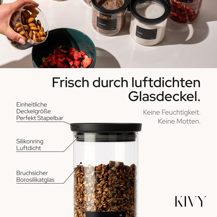 Vorratsgläser Borosilikatglas luftdicht 4x 500ml mit Glasdeckel - Bild 6