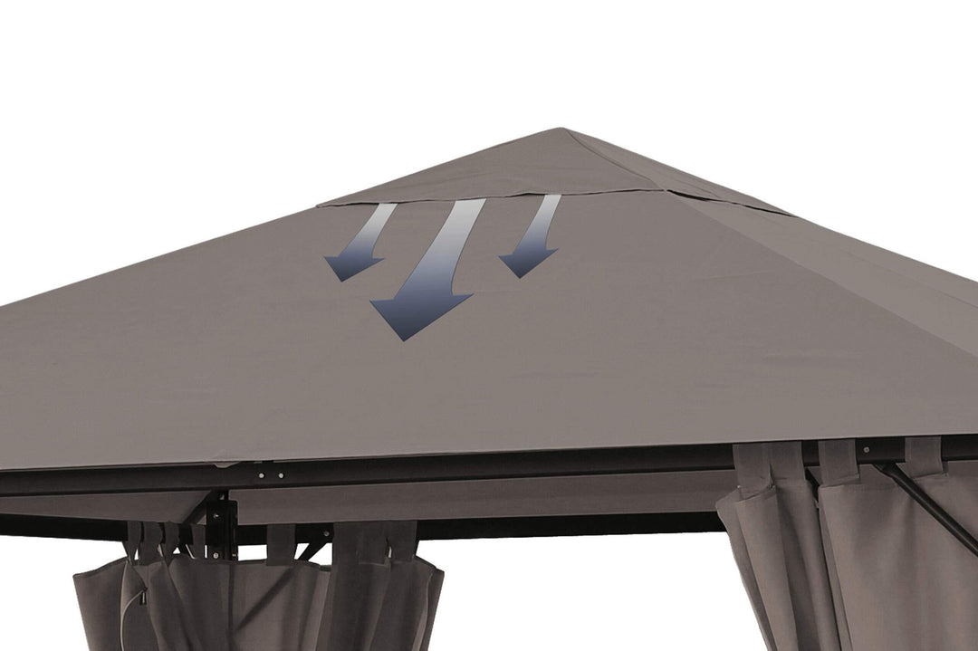 Pavillon Ersatzdach 3x3m Polyester wasserabweisend Taupe - Bild 3