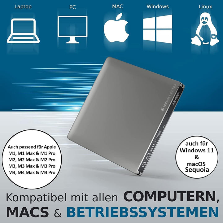 Externes Blu-ray Laufwerk USB-C 4K UHD M-DISC BDXL Aluminium - Bild 4
