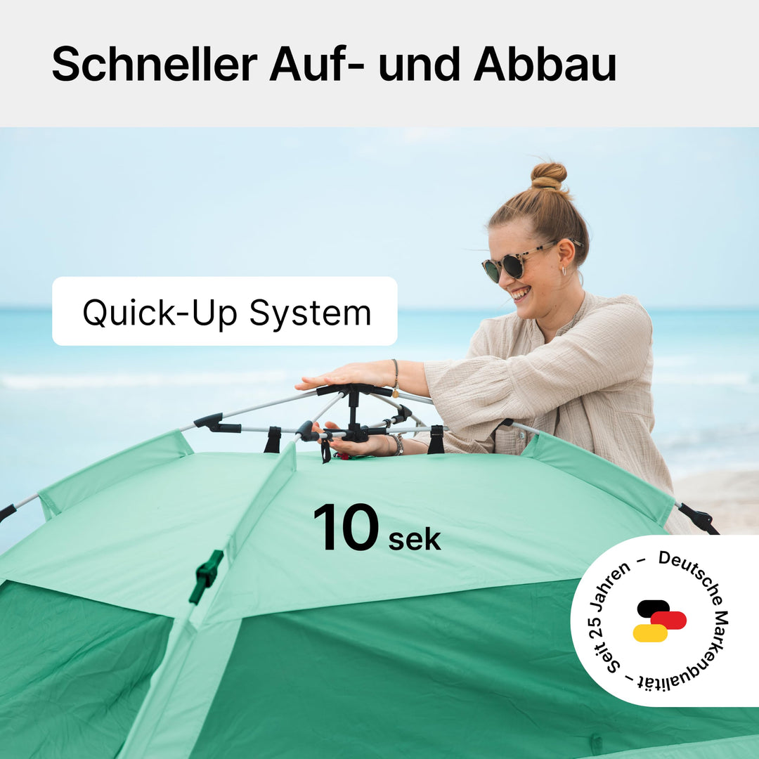 Strandmuschel Pop-Up UV80 für 2 Personen mit Windschutz mintgrün - Bild 5
