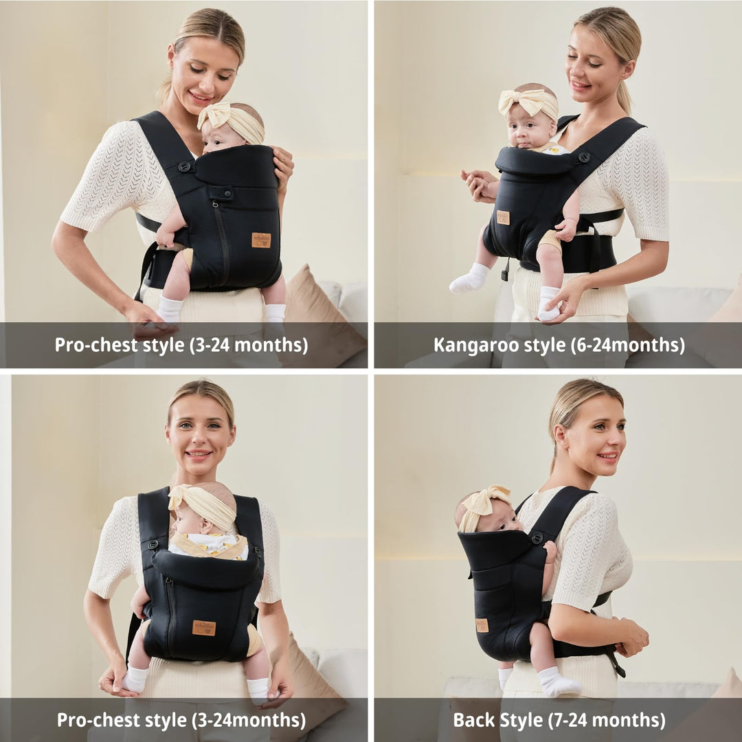 Babytrage ab Geburt 4-15 kg atmungsaktiv 3D-Mesh 4 Tragepositionen - Bild 6