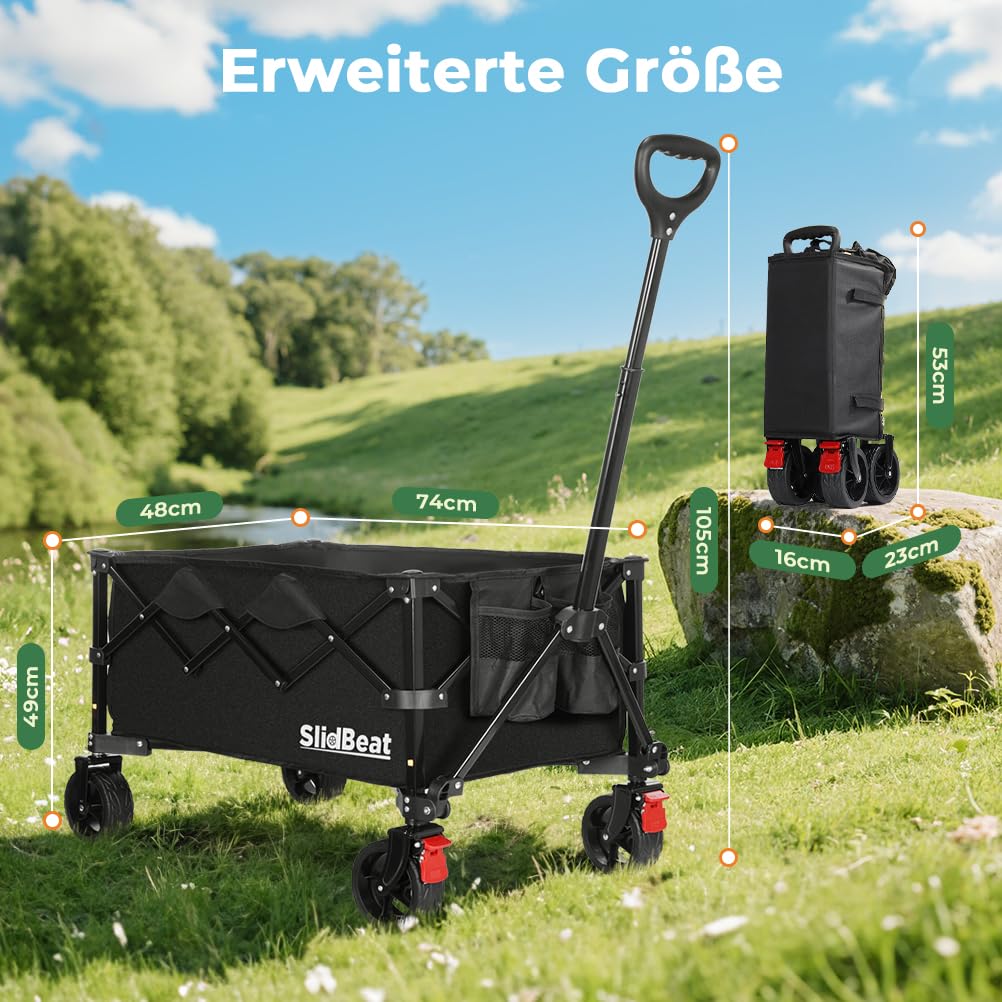 Bollerwagen faltbar 150 kg All-Terrain-Räder mit Bremsen 150 L - Bild 8