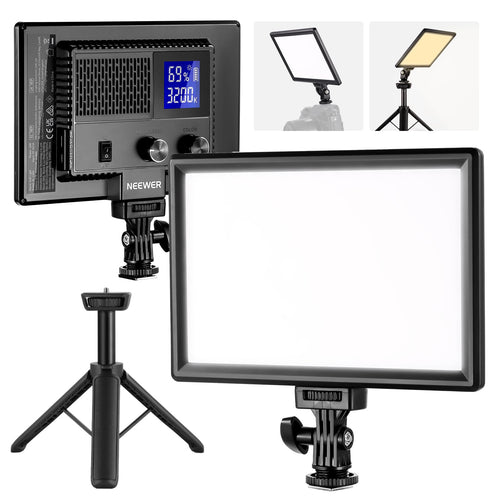 LED Videolicht Panel 9" mit Tischstativ 116 LEDs CRI95+ 3200–5600K