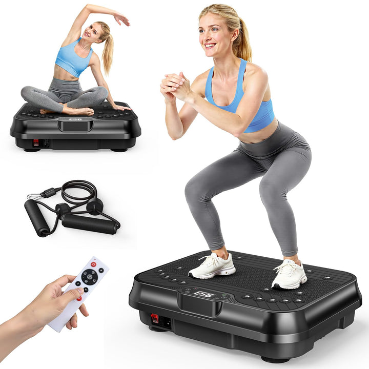 Vibrationsplatte mit 250 Stufen und Zugseil für Heimtraining