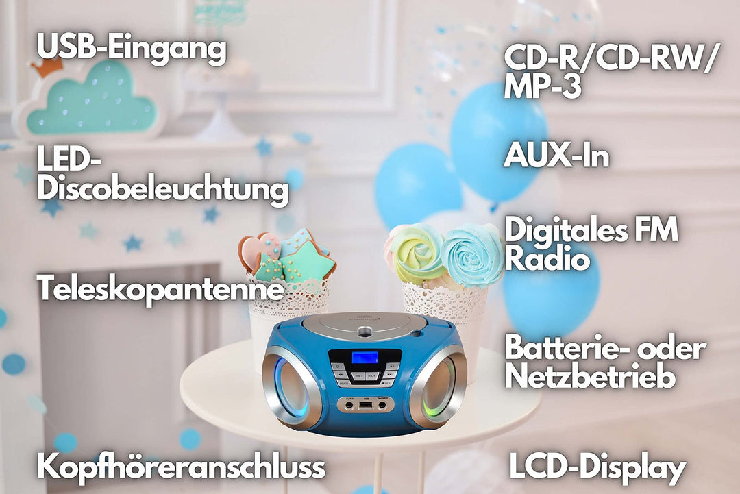 CD-Player mit UKW-Radio und LED-Beleuchtung für Kinder - Bild 2