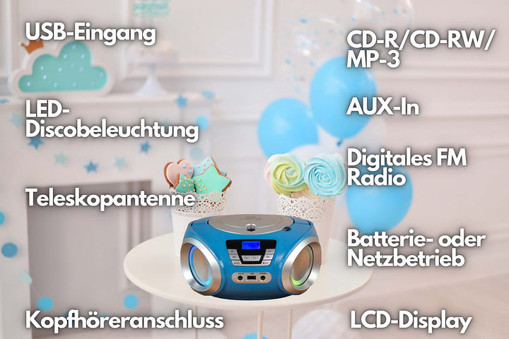 CD-Player mit UKW-Radio und LED-Beleuchtung für Kinder - Bild 2