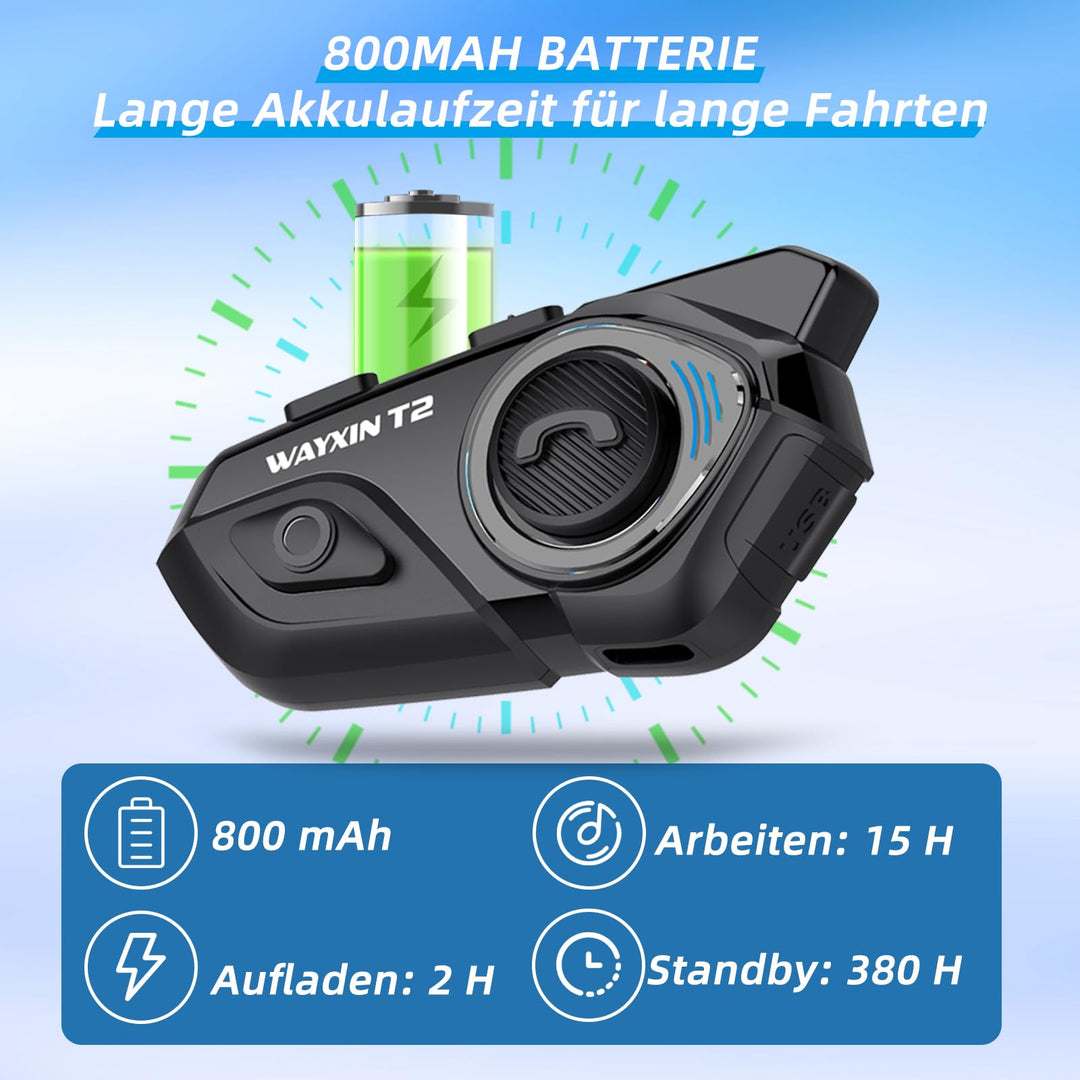 Motorrad Helm Headset Bluetooth 5.1 mit Gegensprechanlage 300m für 2 Fahrer - Bild 7