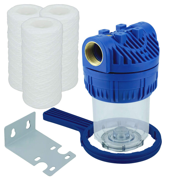 Wasserfilter Vorfilter 5 Zoll mit 3 Faserfiltern für Gartenpumpe