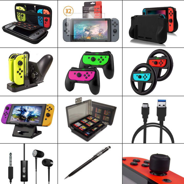 Nintendo Switch Zubehör-Set 15-in-1 mit Tasche, Ladestation &amp; Schutzfolie - Bild 2