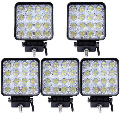 LED Arbeitsscheinwerfer 48W 60° Flutlicht 12V/24V IP67 5er-Set