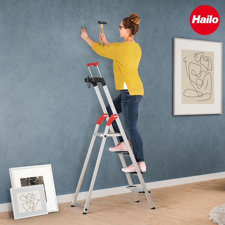 Alu-Stehleiter 5 Stufen bis 150 kg mit Haltebügel und Ablage - Bild 8
