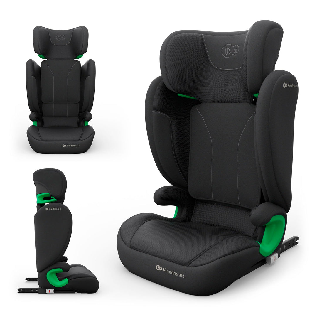 Kindersitz 100–150 cm ISOFIX mit SPS und AIR FLOW Bezug, Schwarz
