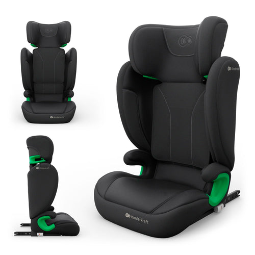Kindersitz 100–150 cm ISOFIX mit SPS und AIR FLOW Bezug, Schwarz